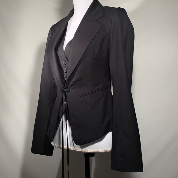 H&M Blazer with Detachable Vest Bell Sleeves Slit Pockets Fully Lined Size 4 - Picture 6 of 16